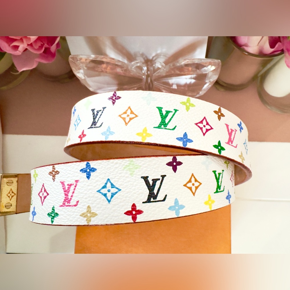 SOLD ❌ Louis Vuitton Takashi Murakami White Multicolor Ceinture Belt - Picture 2 of 8
